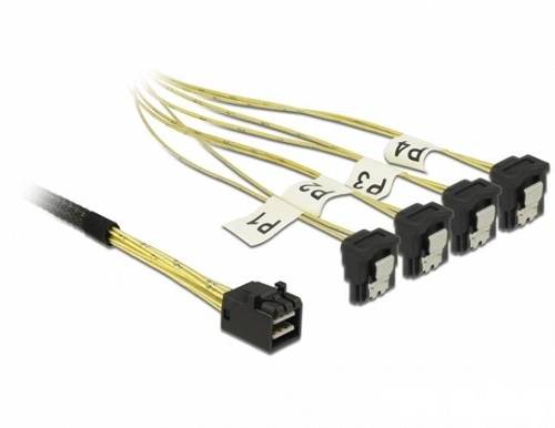 Delock Cable (85684) Mini SAS HD SFF-8643 | 4 x SATA 7 Pin angled 0.5m.|  85684