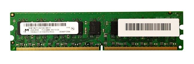 Memory RAM 1x 2GB Micron ECC UNBUFFERED DDR2  800MHz PC2-6400 UDIMM | MT18HTF25672AZ-80EH1