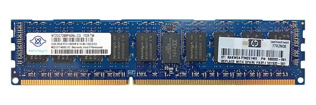 Memory RAM 1x 2GB Nanya ECC REGISTERED DDR3  1333MHz PC3-10600 RDIMM | NT2GC72B8PA0NL-CG