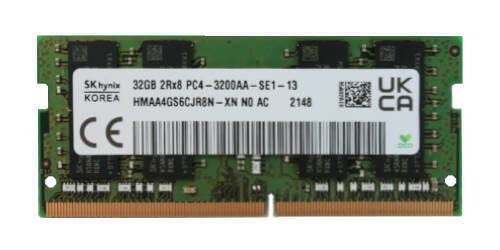 Memory RAM 1x 32GB Hynix DDR4 2Rx8 3200MHz PC4-25600 SO-DIMM  | HMAA4GS6CJR8N-XN