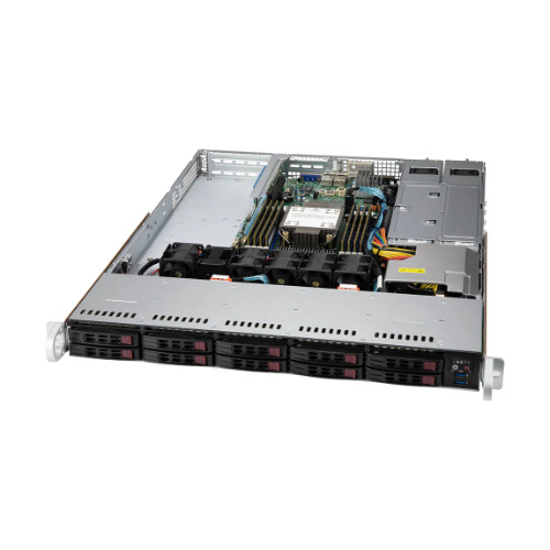 Server platform Supermicro 1U 110P-WTR SYS-110P-WTR Intel x 1 DDR4 x 8 10 x 2.5" SATA/SAS/NVME PSU 1+1